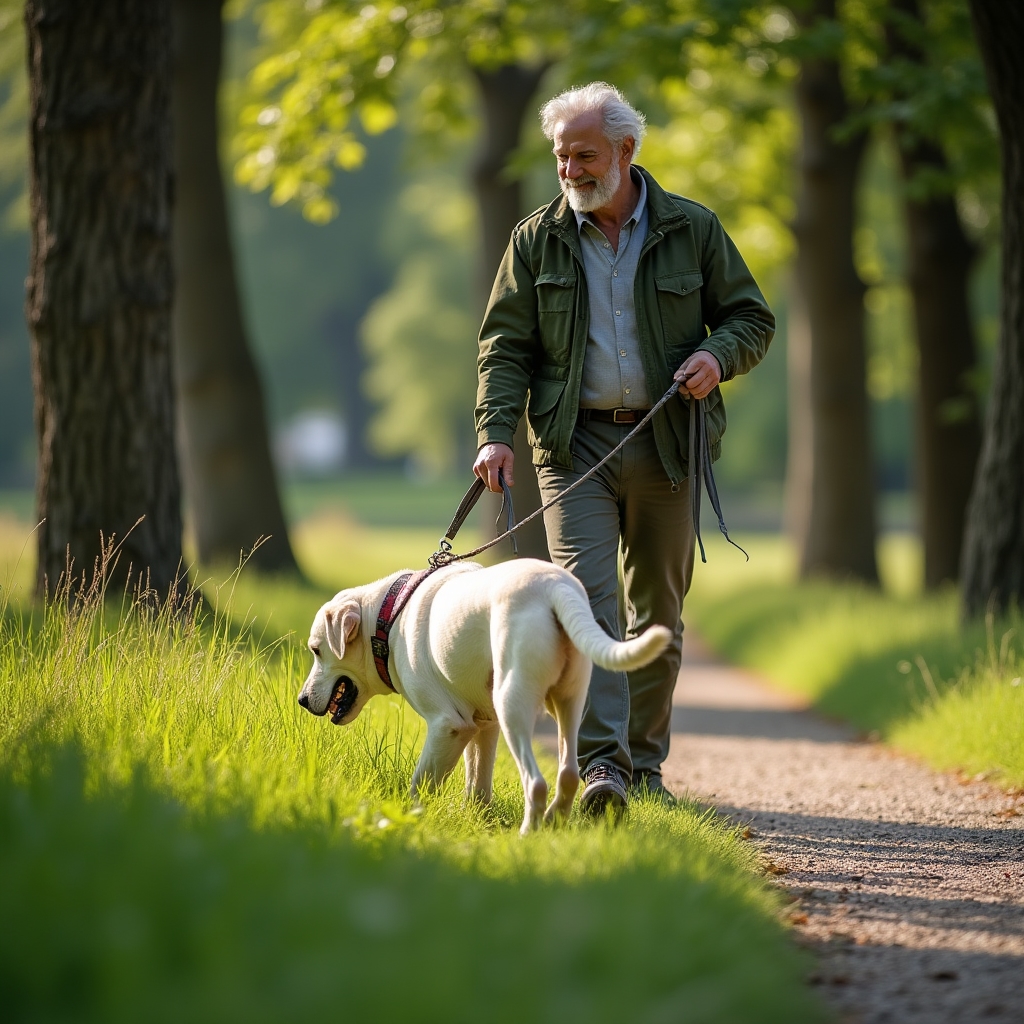 Labrador che annusa l'erba a Parco Ravizza durante una passeggiata pomeridiana